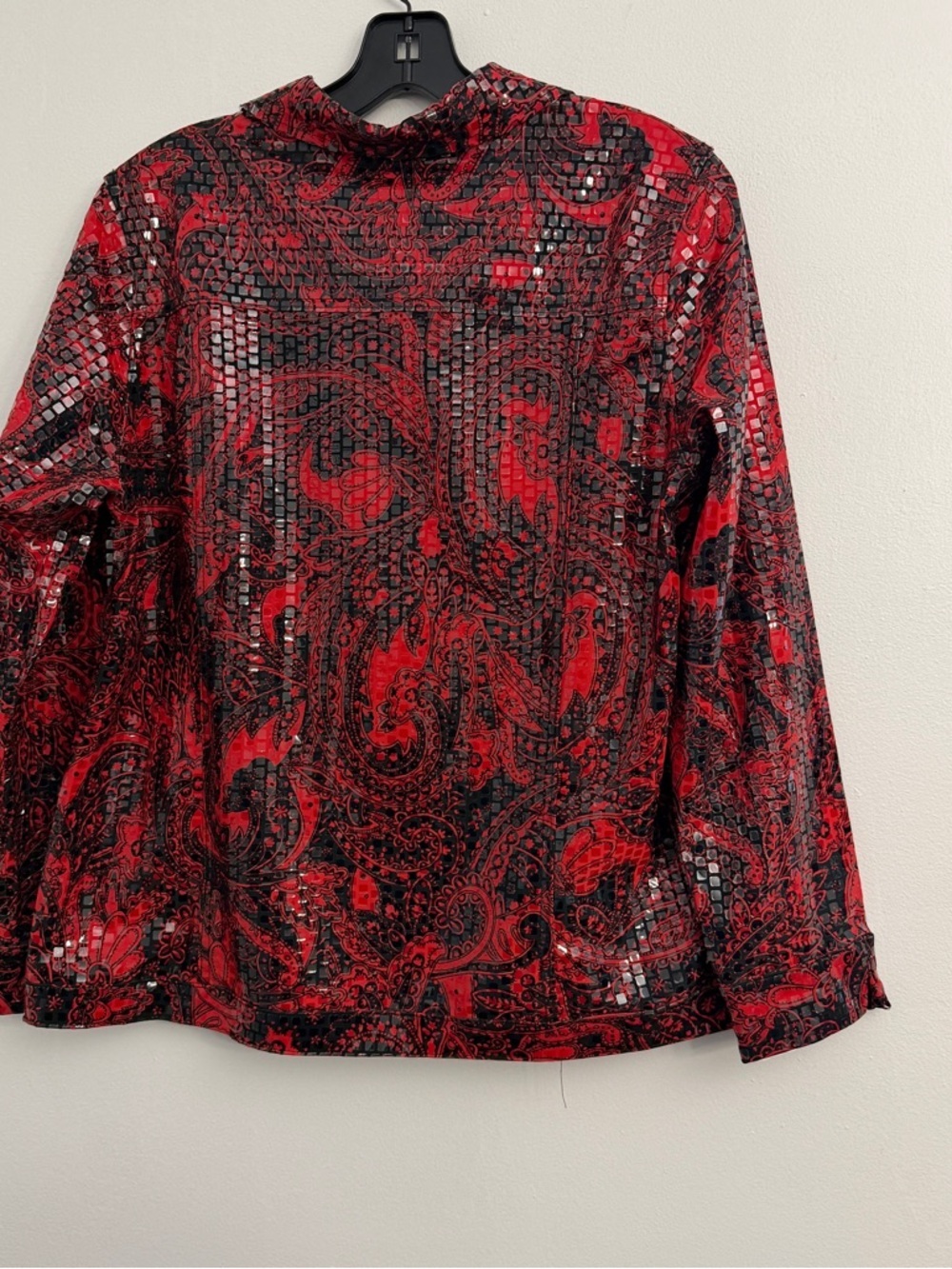Koret Red and Black Paisley Zip Front Evening Jacket - Picture 8 of 10
